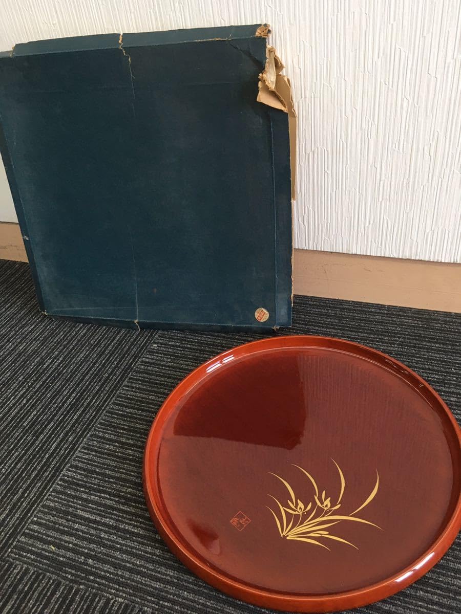 Amazon.co.jp: N キッチン雑貨会津 本金蒔絵 特選漆器 おぼん お盆 丸